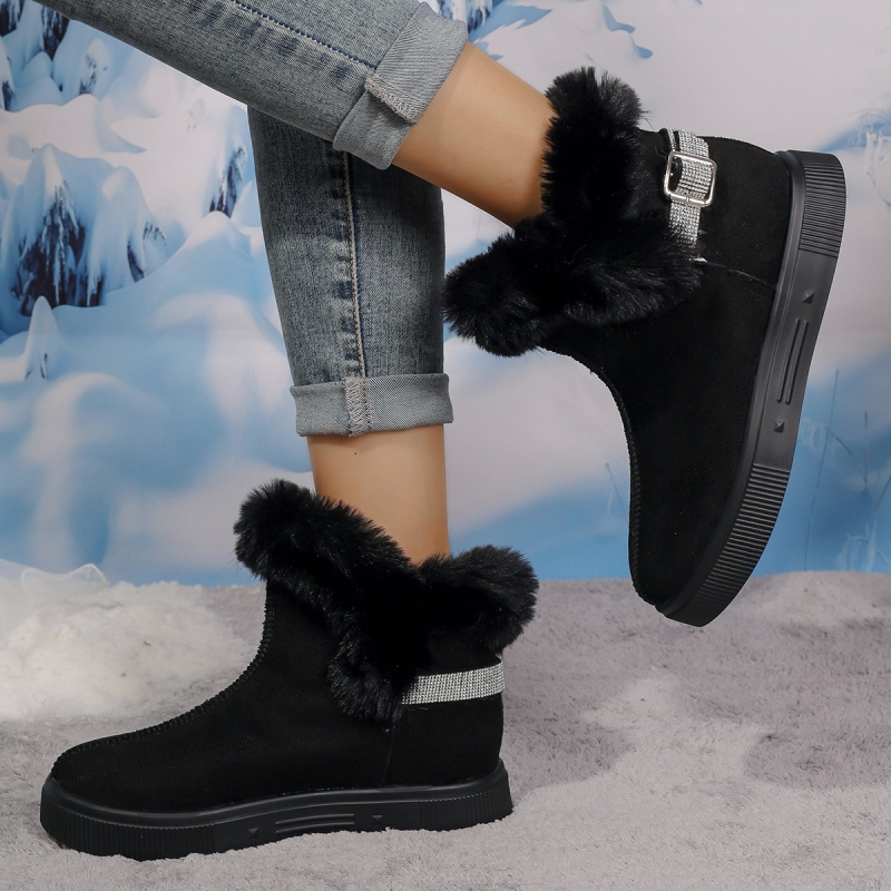 Cizme scurte înghețate pentru femei 2025 iarna caldă cu căptușeală din fleece pentru mame, pantofi din bumbac pentru femei de vârstă mijlocie, cu talpă groasă, antiderapantă, cizme de zăpadă de dimensiuni mari