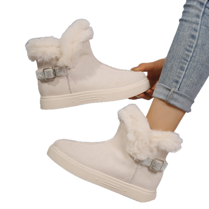 Cizme scurte înghețate pentru femei 2025 iarna caldă cu căptușeală din fleece pentru mame, pantofi din bumbac pentru femei de vârstă mijlocie, cu talpă groasă, antiderapantă, cizme de zăpadă de dimensiuni mari