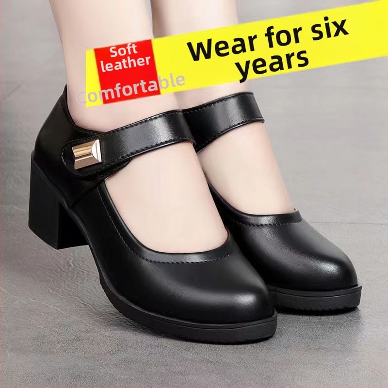 Pantofi de damă din piele moale, cu fund moale, rezistenți la uzură, impermeabili, cu arc, pantofi de lucru, achiziționați în grup micro-întreprinderi, trăiesc o generație de păr