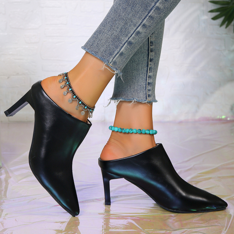 Z наистина меки кожени къси ботуши, дамски ботуши на висок ток, тънък ток, нови есенно-зимни дамски ботуши с полар, заострени, малък ток, памучни ботуши Martin