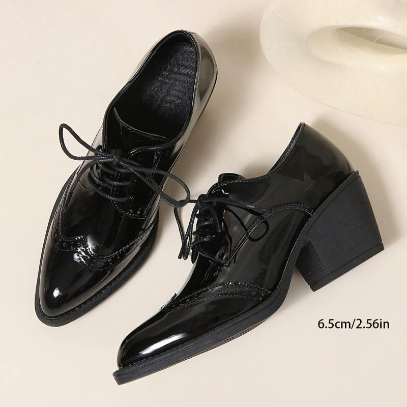 2025 Pantofi Oxford casual cu toc înalt, negri, pentru femei, din Europa și America, noi, transfrontalieri, Dropshipping transfrontalier