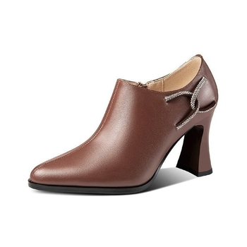 Κομψά μονά παπούτσια με χοντρά τακούνια, κομψά, βαθιά κομμένα, μονά παπούτσια, νέα ψηλοτάκουνα πέδιλα με στρας για την άνοιξη και το φθινόπωρο του 2025, καφέ ρετρό, μοντέρνα γυναικεία παπούτσια