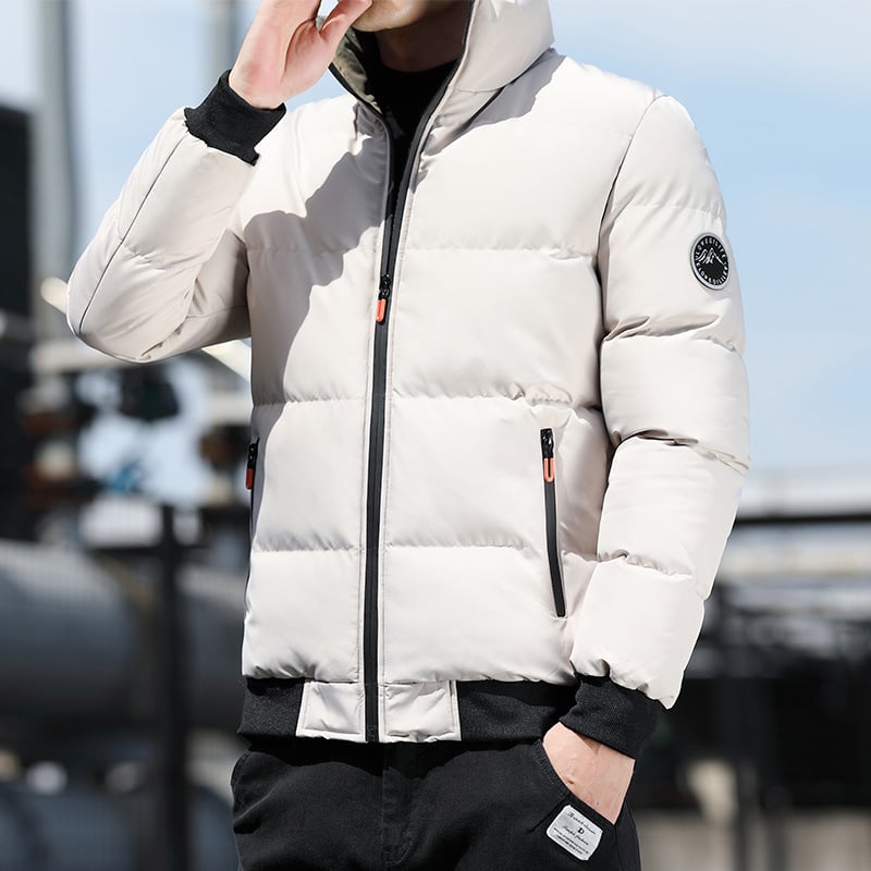 Palton transfrontalier Amazon pentru bărbați, toamnă și iarnă, nou, cu bumbac, pentru bărbați, la modă coreeană, cu guler scurt și gros, cu bumbac căptușit