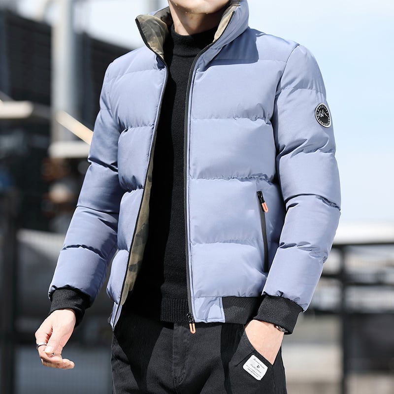 Palton transfrontalier Amazon pentru bărbați, toamnă și iarnă, nou, cu bumbac, pentru bărbați, la modă coreeană, cu guler scurt și gros, cu bumbac căptușit