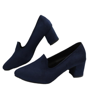 Διασυνοριακά μεγάλα σουέτ ψηλοτάκουνα παπούτσια άνοιξη 2025 νέα μοντέρνα παπούτσια με χοντρό τακούνι και ρηχό στόμα επαγγελματικά παπούτσια κομψά φλατ για γυναίκες