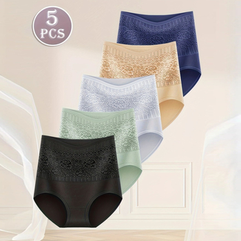Piiriülene hulgimüük 5-pakk segavärvi piiriüleseid suuri aluspesu kõrge vöökohaga kõhukontrolliga naiste aluspüksid Euroopa ja Ameerika aluspesu
