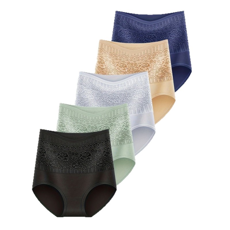 Piiriülene hulgimüük 5-pakk segavärvi piiriüleseid suuri aluspesu kõrge vöökohaga kõhukontrolliga naiste aluspüksid Euroopa ja Ameerika aluspesu
