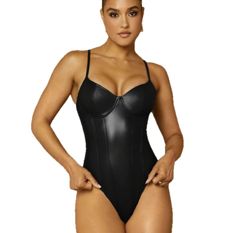 Prekogranična europska i američka bodi odjeća Amazon Novi seksi remen za mršavljenje u struku Čista boja PU kombinezon Fitness Sport