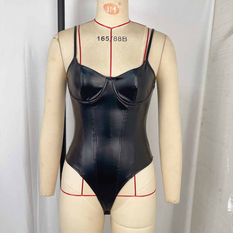 Prekogranična europska i američka bodi odjeća Amazon Novi seksi remen za mršavljenje u struku Čista boja PU kombinezon Fitness Sport