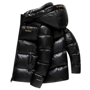 2025 m. žiemos naujas vyriškas pūkinis švarkas su gobtuvu, juodas, šiltas pūkinis vyriškas paltas, „A Generation of RR3523“