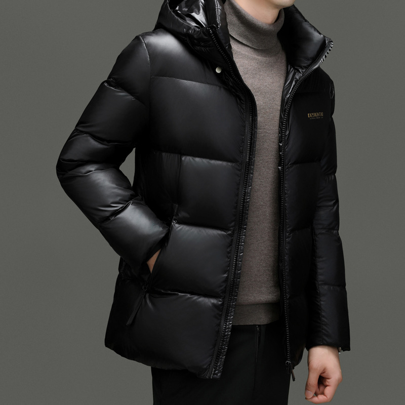 2025 m. žiemos naujas vyriškas pūkinis švarkas su gobtuvu, juodas, šiltas pūkinis vyriškas paltas, „A Generation of RR3523“