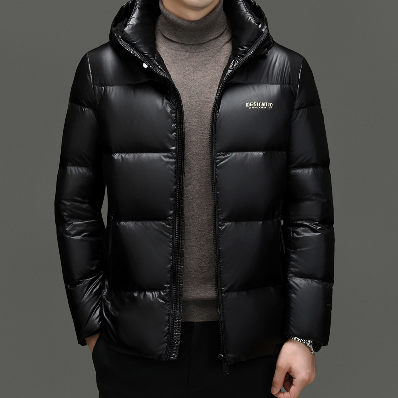2025 m. žiemos naujas vyriškas pūkinis švarkas su gobtuvu, juodas, šiltas pūkinis vyriškas paltas, „A Generation of RR3523“