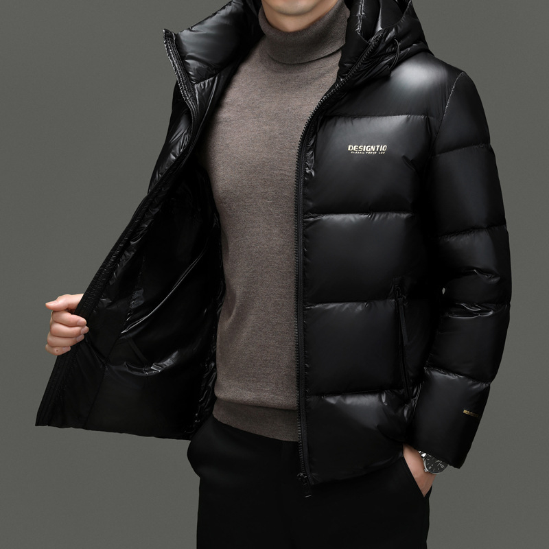 2025 m. žiemos naujas vyriškas pūkinis švarkas su gobtuvu, juodas, šiltas pūkinis vyriškas paltas, „A Generation of RR3523“