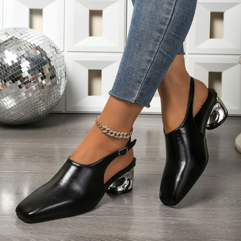 Σανδάλια με τετράγωνη μύτη, ψηλή έκδοση 2025, άνοιξη και καλοκαίρι, νέο στυλ, ειδικά σχεδιασμένο τακούνι, χοντρό τακούνι, ψηλοτάκουνα σανδάλια, εξωτερικό εμπόριο, χονδρική, διασυνοριακά, μεγάλα παπούτσια