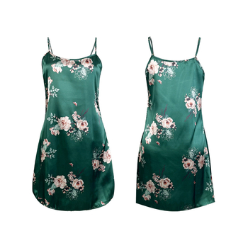 Ευρώπη και Ηνωμένες Πολιτείες διασυνοριακή νέα πράσινη εκτύπωση λουλουδιών μεταξωτό κομψό φόρεμα sling χονδρικής 650