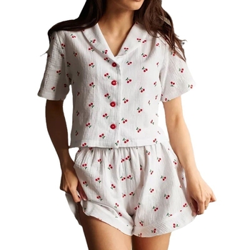 Ευρωπαϊκή και αμερικανική διασυνοριακή προμήθεια νημάτων βαμβακιού από καθαρό βαμβάκι, γυναικείες πιτζάμες με τυπωμένα, χαλαρά, μαλακά, κοντομάνικα σορτς, γυναικείο πέτο από κερασί