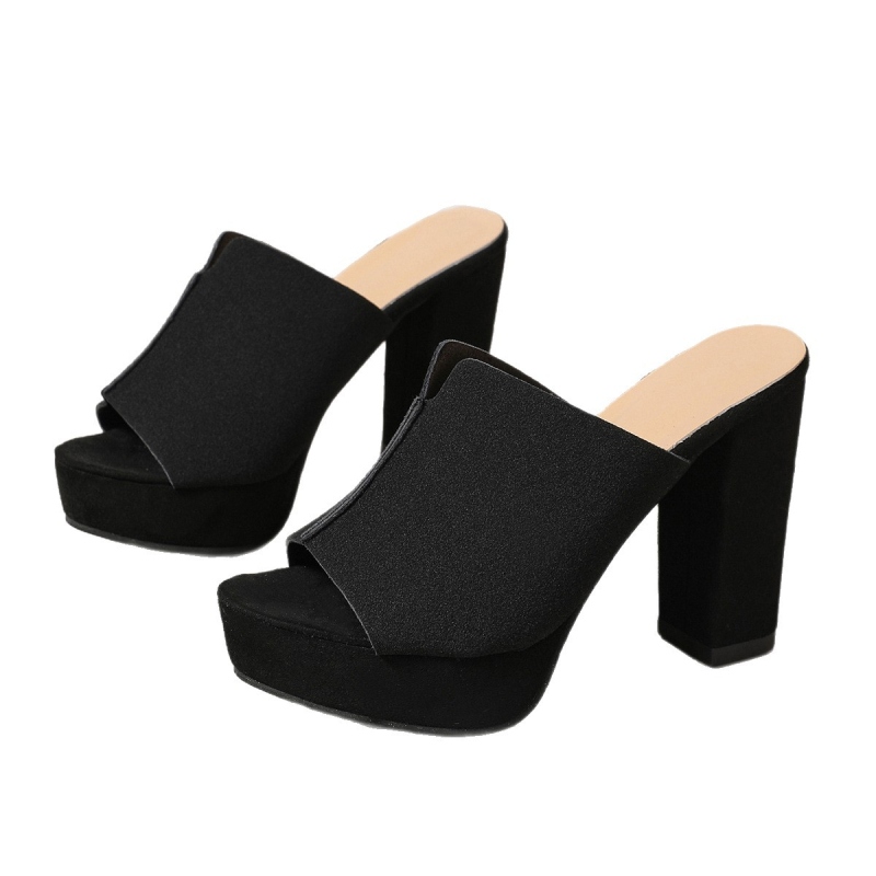 Papuci cu toc gros pentru femei, vară albă, sandale pentru femei, 2025, nouă modă, îmbrăcăminte exterioară, versatile, toc înalt, impermeabil, papuci cu platformă