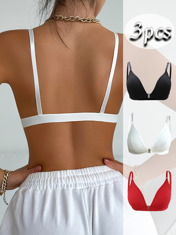 Γυναικεία Σουτιέν με Κούμπωμα μπροστά, Σετ 3 τεμαχίων, Κομψό, Tube Top