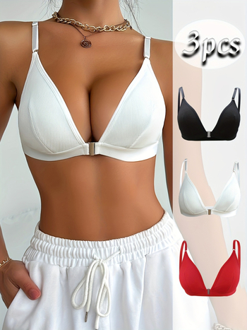 Γυναικεία Σουτιέν με Κούμπωμα μπροστά, Σετ 3 τεμαχίων, Κομψό, Tube Top