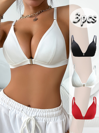 Γυναικεία Σουτιέν με Κούμπωμα μπροστά, Σετ 3 τεμαχίων, Κομψό, Tube Top