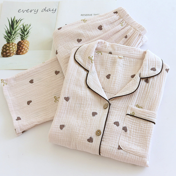 Pidžama za žene, nova ljubavna reverna, proljetna i jesenska, pamučna, tanka ženska, dugih rukava, široka, ležerna, vanjska odjeća za dom