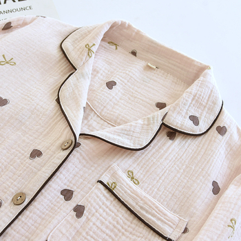 Γυναικεία πιτζάμα New Love Lapel Άνοιξη και Φθινόπωρο Βαμβακερό Λεπτό Γυναικείο Μακρυμάνικο Χαλαρό Casual Ρούχα για το Σπίτι Ρούχα Κοστούμι