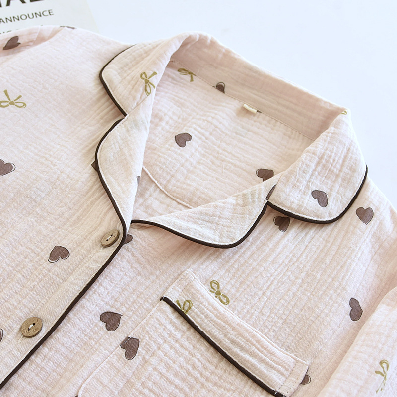 Pidžama za žene, nova ljubavna reverna, proljetna i jesenska, pamučna, tanka ženska, dugih rukava, široka, ležerna, vanjska odjeća za dom