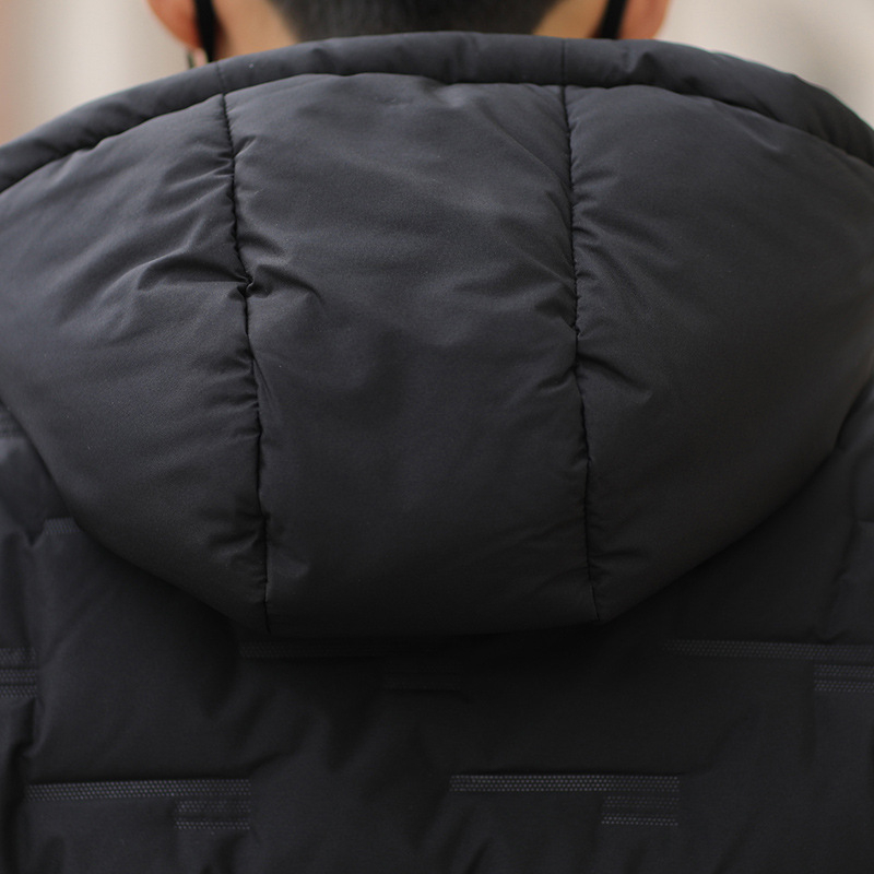 Muški jednobojni pamučni kaput s kapuljačom, zgužvani pamučni podstavljeni kaput, topli modni muški pamučni kaput, zimski kaput 2022., zgodan mladenački trendi kaput