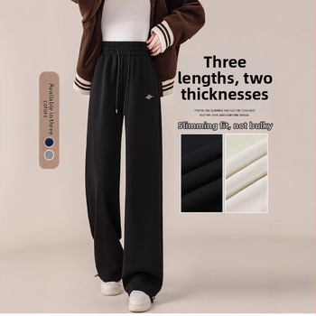 Negru Casual Sport Stradă Colegiu Căptușit cu fleece Drept Talie Joasă Cordon Talie Elastic Lejer Casual Colegiu Zilnic