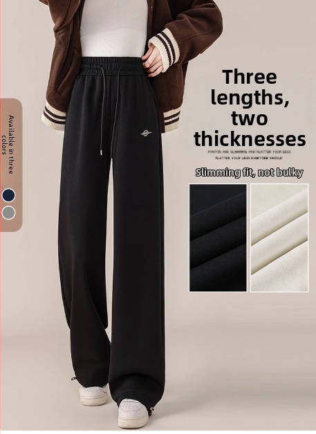 Negru Casual Sport Stradă Colegiu Căptușit cu fleece Drept Talie Joasă Cordon Talie Elastic Lejer Casual Colegiu Zilnic