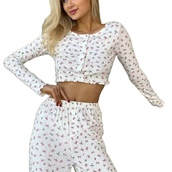2025. Rano proljeće, novi izvozni kućni pidžama, hlače dugih rukava, žensko široko ležerno odijelo s printom od dva dijela