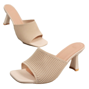 Καλοκαίρι 2025 νέα κορεατική έκδοση παντόφλες που πετάνε, γυναικεία εξωτερική ένδυση, τετράγωνο κεφάλι, μονολεκτικά σανδάλια με χοντρό τακούνι, χονδρικής