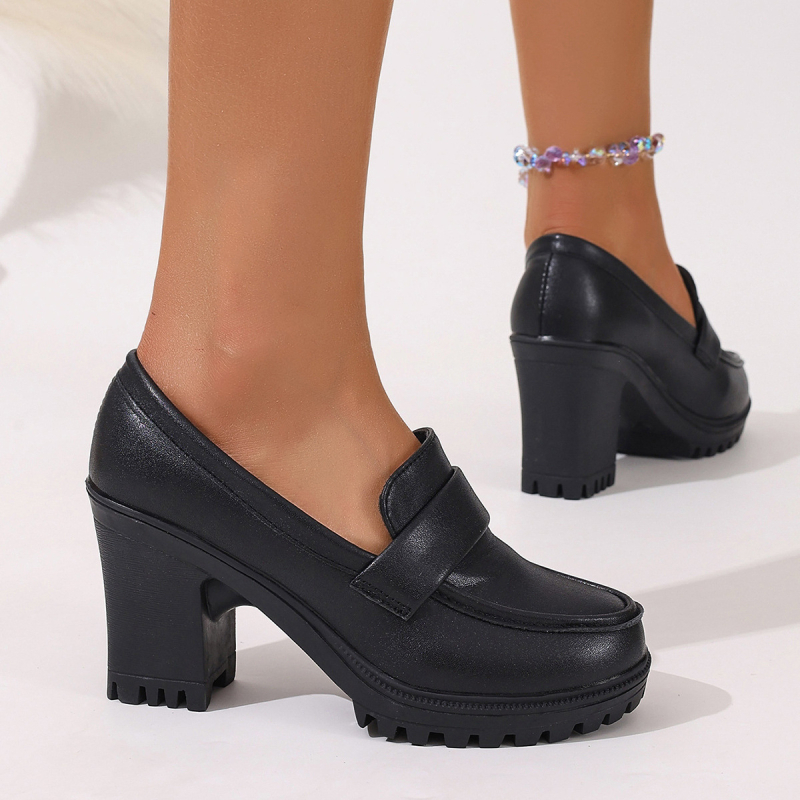 Velike mokasine u britanskom stilu s debelim potplatom za žene, vanjska trgovina, ljeto, novi stil, slip-on cipele s debelom petom, retro male kožne cipele za žene, veleprodaja