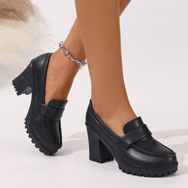 Velike mokasine u britanskom stilu s debelim potplatom za žene, vanjska trgovina, ljeto, novi stil, slip-on cipele s debelom petom, retro male kožne cipele za žene, veleprodaja