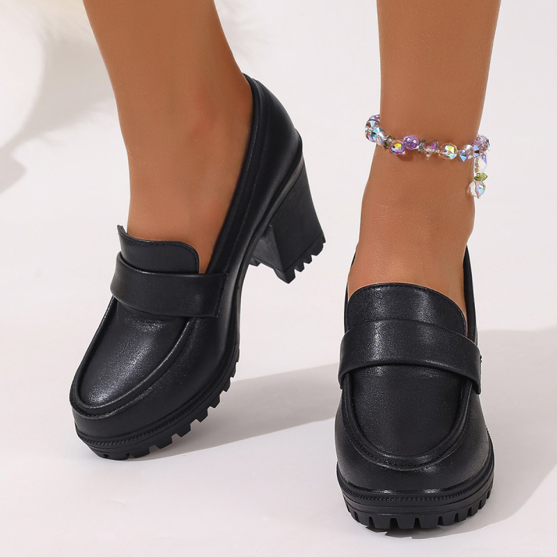 Velike mokasine u britanskom stilu s debelim potplatom za žene, vanjska trgovina, ljeto, novi stil, slip-on cipele s debelom petom, retro male kožne cipele za žene, veleprodaja