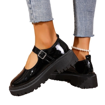 Παπούτσια Mary Jane με χοντρή σόλα και στρογγυλό τακούνι, άνοιξη 2025, νέα, μονόχρωμα παπούτσια με μικρό δερμάτινο τακούνι, ασορτί παπούτσια μονής στρώσης.