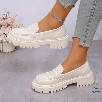 Britanske kožne cipele Proljeće i jesen 2025. Novi stil mokasinki, svestrane cipele s debelim potplatom, okrugli vrh, srednja peta, mali miris