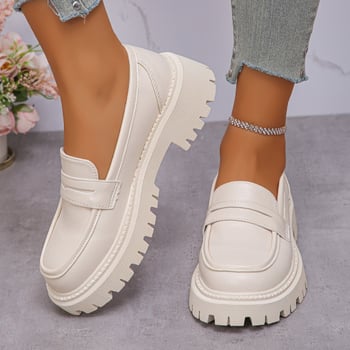 Britanske kožne cipele Proljeće i jesen 2025. Novi stil mokasinki, svestrane cipele s debelim potplatom, okrugli vrh, srednja peta, mali miris