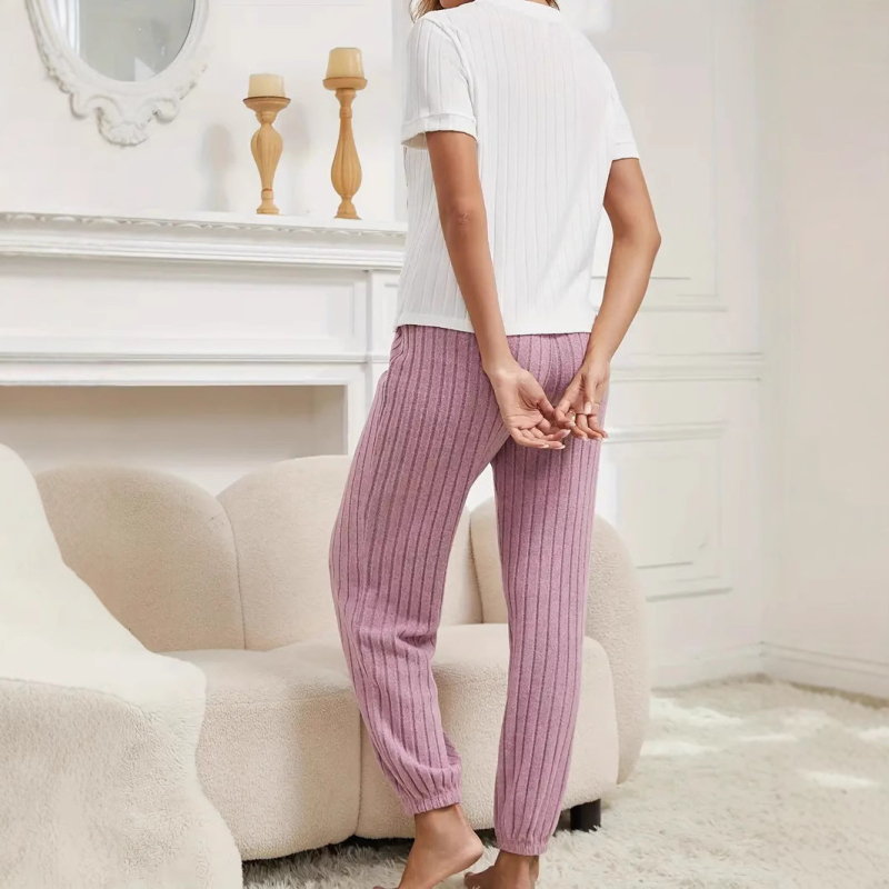 2024 Explozii Amazon transfrontaliere Haine de casă pentru femei Pantaloni cu imprimeu Love Costum casual cu volane Îmbrăcăminte exterioară