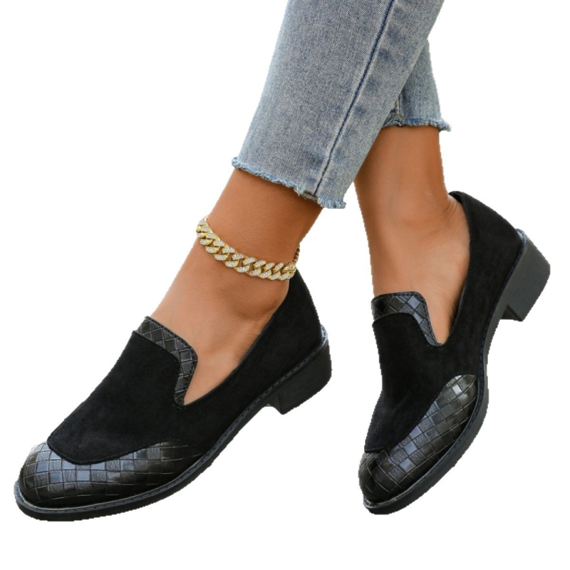 Pantofi retro lucrați manual pentru femei, cu toc gros, vârf rotund, vară 2025, export transfrontalier, mărime mare, mocasini din piele întoarsă, cu talpă joasă, en-gros