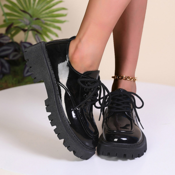 Pantofi de damă cu toc mediu și talpă groasă, cu toc gros, de primăvară și toc, mici, din piele, stil britanic, comerț exterior, mărime mare, cu vârf rotund și dantelă, 2025