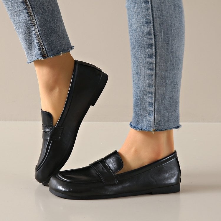 Mocasini casual confortabili cu talpă moale, pantofi fără mâneci pentru femei, primăvara și toamna 2025, pantofi noi la modă din piele, pantofi pentru femei