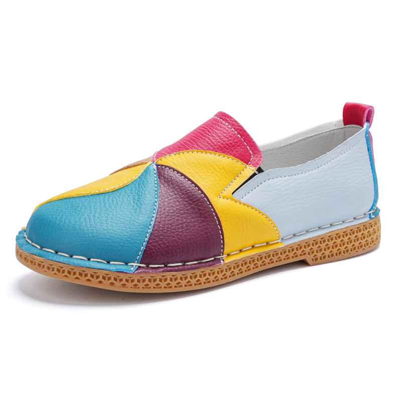 Vanjska trgovina Proljetne i jesenske etničke stilske ručne izrade Jednoslojne cipele u boji Ženske cipele s ravnom petom Ležerne jednoslojne cipele s mekim potplatom i mekom površinom za majku
