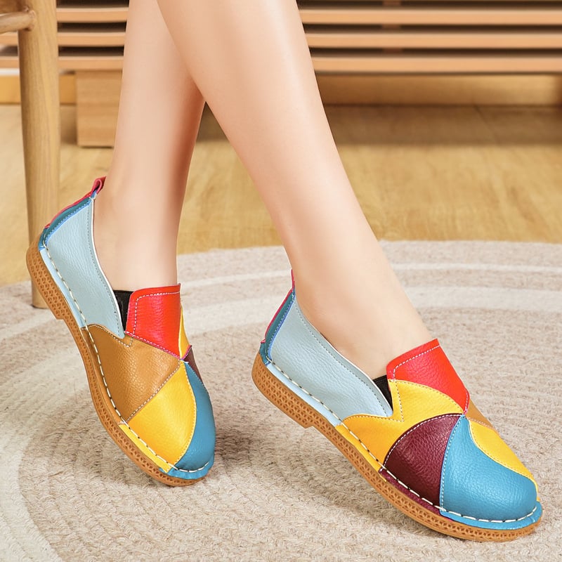 Vanjska trgovina Proljetne i jesenske etničke stilske ručne izrade Jednoslojne cipele u boji Ženske cipele s ravnom petom Ležerne jednoslojne cipele s mekim potplatom i mekom površinom za majku