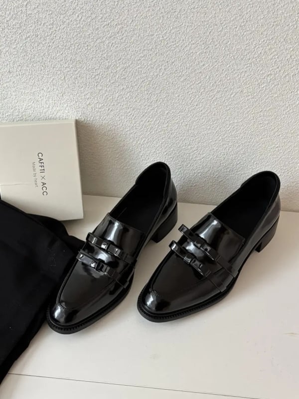 Ženske mokasine od prave kože u britanskom stilu, natikače za putovanje na posao, male kožne cipele s francuskom mašnom i debelom petom, prozračne i udobne