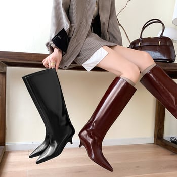 2024 Novi stil, čizme do koljena, ženske, moderne elegantne, špicaste, tanke pete, univerzalne visoke čizme, modne čizme s visokom petom