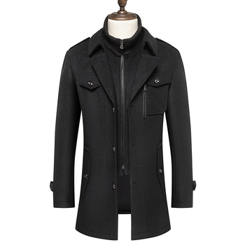 Rudens ir žiemos vilnonis nuimamas Luo Wen apykaklės vyriškas dalykinis šiltas ir madingas vilnonis paltas