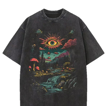 Ανδρικό μπλουζάκι με τυπωμένο σχέδιο Anime Pain, ρετρό πλυμένο, 100% βαμβακερό μπλουζάκι