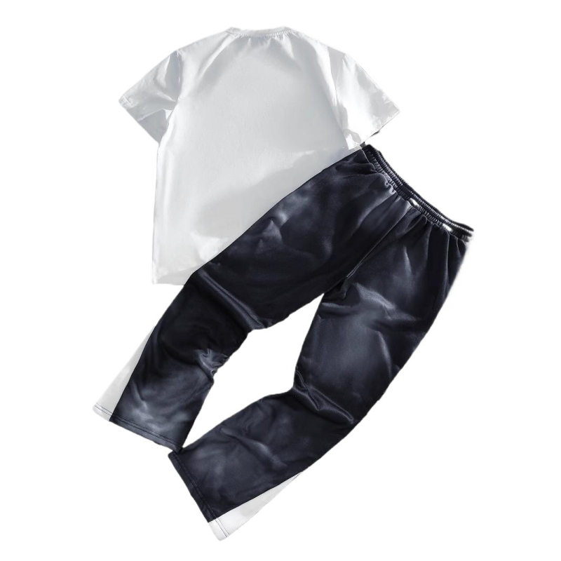 Plus Size Comerț Exterior Transfrontalier Îmbrăcăminte pentru bărbați Dimensiune Americană Imprimat Tricou cu mânecă scurtă Bărbați Casual Bărbați Guler Rotund Tricou Scurt Pantaloni Set