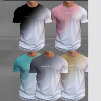 temu prekogranična vruća muška sportska majica kratkih rukava s gradijentnim uzorkom, brzosušeća ravna tkanina, majica kratkih rukava za fitness